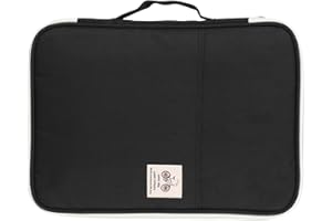 Baxnore 5colors A4 Document Bag, Business Zipped Portfolio with Handle, Travel Document Folder, A4 Art Folder Carry Case for Office Home School (Black)