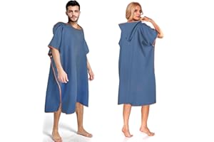 DIELOVEHUA Poncho asciugamano per adulti, poncho da bagno, poncho da surf, in microfibra, con cappuccio, aiuto per il cambio per uomini e donne, asciugatura rapida, per campeggio, surf, spiaggia, sport acquatici