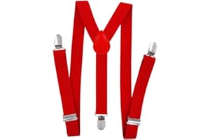 axy Kinder Jungen Hosenträger-Y Form breit 2,5 cm mit 3 Starken Clips, kombinierbar mit Fliege - Uni Farben HTK25-1