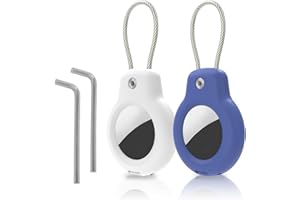 FADRUN 2PCS Funda Protectora para Airtag, con Cordón de Metal de Acero Inoxidable, Llavero para Airtag Apple, Funda Anti-Perdida Anti-Rasguños, para Niños, Ancianos, Mascota, Mochilas, Equipaje