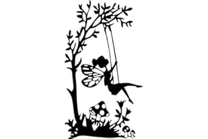 TLK DESIGNS Fairy On A Garden Swing Wine Bottle Vinyl Decal Sticker for Car/Window/Wall (White Matt)