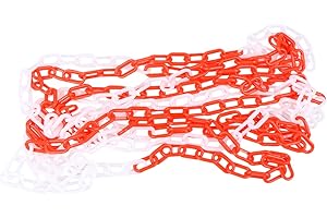 iplusmile Chaîne de Barrière en Plastique - 6mm x 6m Chaîne de Délimitation en Plastique Rouge et Lacté - Chaîne en Plastique Solide avec Haute Visibilité pour Chantier de Construction Garage
