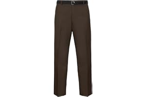 MyShoeStore Mens Formal Trousers Casual Business Office Work Home Belted Smart Dress Pants Straight Leg Flat Front Everpress Pockets Waist Sizes UK 30 Inch to UK 50 Inches