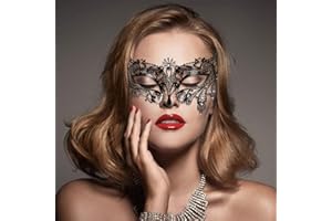 Lady of Luck Veneciana Mujer Mascarada Carnaval, Máscara de Metal Negra Veneciana Máscara de Fiesta de Baile