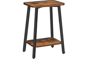 ‎MAHANCRIS MAHANCRIS Beistelltisch, Schmaler Couchtisch, Kleiner Tisch, Nachttisch mit Ablagen, Sofatisch, Metallgestell, für kleine Räume, Wohnzimmer, Schlafzimmer, Rustikalbraun und Schwarz AETHR4701