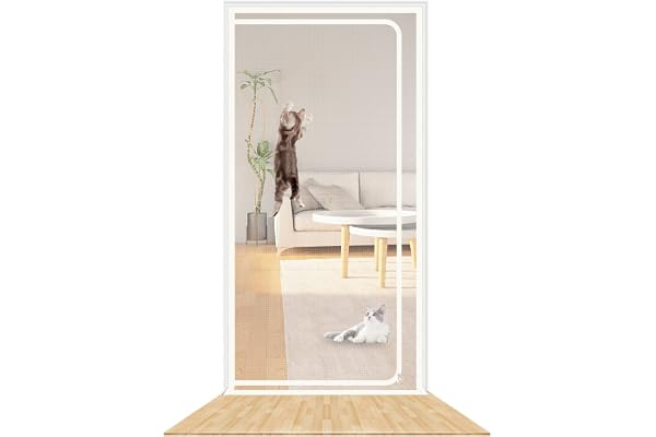 rackbone katzengitter balkontür, Verdickte Katzenschutzgitter für Wohnzimmer, Schlafzimmer, Küche, Terrasse, Hund Katze Gittertür mit Reißverschluss… (Geeignet für Türgröße: 90 cm x 210 cm)