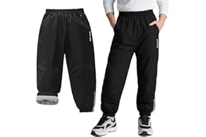 Baogaier Kids Waterproof Trousers with Fleece Lined Girls Boys Winter Thermal Windproof Rain Trouser Outdoor Sports Hiking Warm Softshell Travelling Snow Ski Pants for 5-14 Years