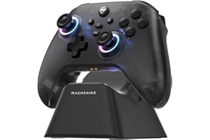 Machenike G3V2 Mando, 2 Joysticks Hall Ajustables, 2 Botones Programables, Luces RGB de Colores, Conectividad Bluetooth, para PC/Switch/IOS/Android, Batería de 1000 mAh (Negro, PE-Upgrade)