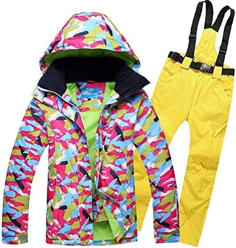 YFF Ski Suits Winter Warm Men and Women Ski Suit Single Double Board Breathable Ski Pants,a+Yellow,XL