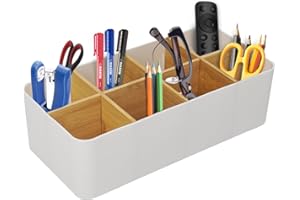 ZephyrCraft Schreibtisch Organizer, 8 Fächer Stiftehalter, Büro Organizer Weiß, Multifunktionale Aufbewahrung für Stifte, Fernbedienungen & Zubehör