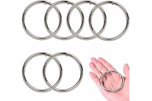 Wjelet 6 mosquetones redondos de 60 mm OD 50 mm ID, aleación de zinc, cierre rápido, 50 cm, anillo de mosquetón redondo para llaveros, bolsos, joyas, manualidades (plata)