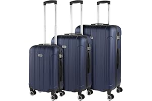ITACA - Hard Shell Suitcase Set of 3-4 Double Wheel ABS Luggage Sets 3 Piece with Combination Lock - Resistant and Lightweight Hard Suitcase Small Cabin Size, Medium and Large, Navy