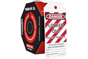Accuform Signs TAR418 Tags By-The-Roll Lockout Tags, Legend DANGER LOCKED OUT DO NOT REMOVE, 6.25 Length x 3 Width x 0.010 Thickness, PF-Cardstock, Red/Black on White (Roll of 100) by Accuform