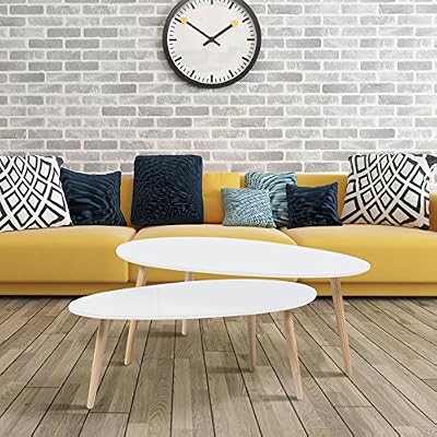 IDMarket - lot de 2 tables basses gigognes laquées blanc scandinave