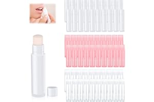 XULISHENG Empty Lip Balm Tubes 60 PCS Empty Lip Balm Containers Empty Lipstick Tubes with Twist Bottom and Top Cap for DIY Lipstick (5g,white,pink,clear)