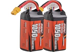 Sunpadow 6S - Confezione da 2 batterie Lipo 22,2 V, 1050 mAh, 130 C, con spina XT60 per RC FPV Drone Helicopter Airplane Quadcopter Racing Hobby