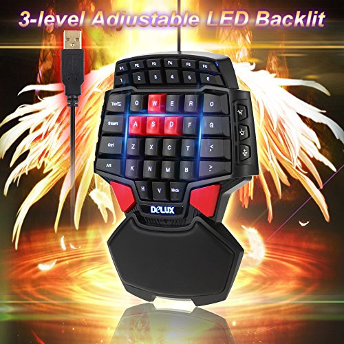 KKmoon T9 47 Schlüssel Mini Professionelle Gaming Tastatur/ Single Hand Tragbare USB Verdrahtete Esport Keyboard mit 3 Ebenen LED Hintergrundbeleuchtung Multimedia-Tasten - 5