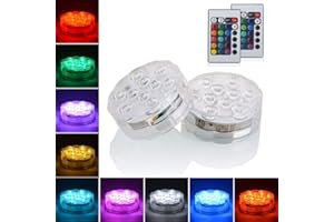 AFOOSOO Multicolor Fernbedienung RGB LED-Unterwasserbeleuchtung,Wasserdichte Farbwechsel LED Magic Light für Vase Base,Floral, Aquarium,Teich,Hochzeit (2piece-flower)