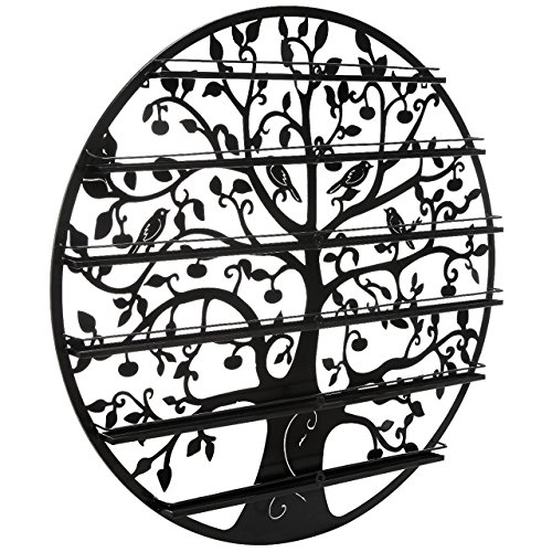 Kunstvolles Vogel & Baum Design Schwarz Metall Wand montiert Be-Active Kochgeschirr-Großen Nagellack-Rack/Organizer Display – MyGift - 4