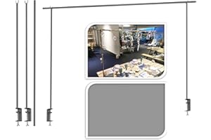 URBNLIVING Asta da appendere al tavolo in metallo, 240 cm, con morsetto (grigio)