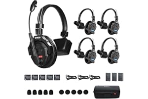 SYNCO XTalk 2.4GHz Wireless Headset Intercom System Random Master Device Design for Movie Shoot Live Show Stage Performance (XTalk X5 (5PCS))