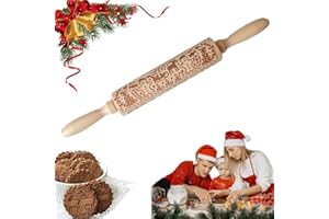 GUIDRE Kanyka Rouleau à Pâtisserie en Relief 3D,Rouleau à pâtisserie en forme de renne et flocons de neige sapin de Noël Gaufrage Antiadhésif,pour fondant,pizza,gâteaux, pâte sablée Noël Outil à pâtisserie