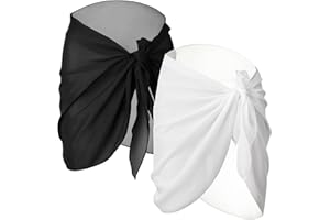 CHUANGDI 2 Pièces Wrap de Plage de Femmes Sarong Couverture de Bikini Jupes Wrap pour Maillot de Bain en Mousseline