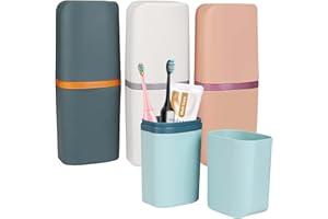 vvhippo 4 Piezas Estuche Cepillo Dientes, portacepillos de Dientes portátiles, Cepillo Dientes de Viaje y Pasta de Dientes, Vaso para cepillos de Dientes, Adecuado para Camping, Viajes de Negocios