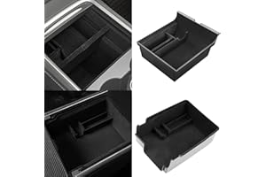 BOWFAR 2 PCS für Tesla Model 3 Model Y Mittelkonsole Organizer Armlehnen Tabletts Beflockte Aufbewahrungsbox Tesla Zubehör für Bargeld Telefon Karte Schlüssel Münzen
