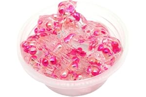Remorui 1 boîte de 60 ml de slime en cristal transparent - Perles multicolores et moelleuses en argile douce - Pour enfants - Rose