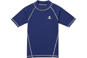 H.MILES HMILES Short-Sleeve Rash Vest Kids - UPF Boys Girls Rash Guards Swim Top Quickdrying Childs Surf Shirt Wet Top Beach Water Sports Swimwear