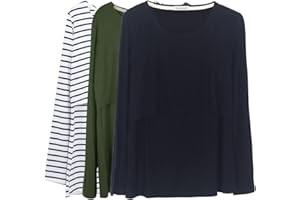 Smallshow Donna Top per Allattamento a Maniche Lunghe 3 Pack