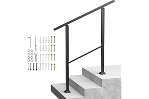 CUPCHID Hand Rails for Outdoor Steps, Outdoor Handrail with Adjustable Angle and Height, Hand Rail for Outside Steps with Galvanized Iron Installation Kit for Concrete Steps Porch Deck, 1 to 3 Steps
