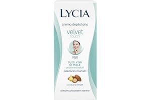 Lycia, Crema Depilatoria Viso con Olio di Argan Idratante ed Elasticizzante, Ristabilisce la Morbidezza Cutanea, Adatta a Pelli Sensibili, Velvet Touch, 50 ml