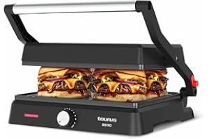 Taurus - Grill Bistro 2600W | 2 en 1: Grill y Plancha | Placas de 29x23 cm | Placa Basculante y Apertura 180º | Revestimiento Antiadherente sin PFOA | Bandeja Recogegrasas | Termostato Regulable