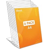 Lifewit 6 Pack A4 Acrylic Sign Holder, Transparent L-Shaped Holder, Plastic Photo Frame, Paper Display for Reception, Office,