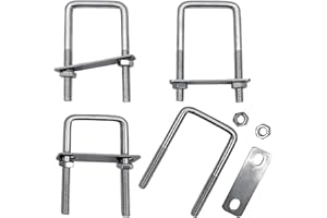 PEZEEU 4 Pz Bullone a U quadrato M8 x 100 x 52 mm U Bolt in Acciaio Inox con Dado e Rondella Bulloni a U Quadrati Cavallotto per Hardware di Coperta per applicazioni automobilistiche, domestiche, industriali