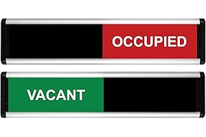 VIRO DISPLAY ViroDisplay® Vacant/Occupied Sliding Door Sign – Green/Red Edition – 214 x 60mm – Anodised Silver Profile with Black End Caps – Self-Adhesive Fixing