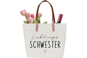 Wzczf Schwester Geschenk, Geschenke für Schwester zum Geburtstag Weihnachten, Baumwollbeutel, Personalisierte Tasche, Einkaufstasche, Geschenke für Schwester Weihnachtsgeschenke