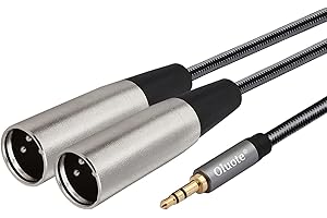 Oluote TRS 3.5mm Macho a Dual XLR Cable de 3 pines Macho, 1/8 de pulgada Mini Jack a 2 XLR Y Cable Adaptador Divisor (XLR M-0.3M)