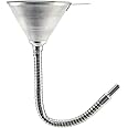 QWORK Spout Funnel with 14-9/16" Long Flexible Hose and Strainer, Steel Universal Priming Funnel for All Oils,Diesel Fuel and Other Liquids