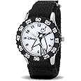 Disney Kids' Bezel Stainless Steel Time Teacher Analog Nylon Strap Watch