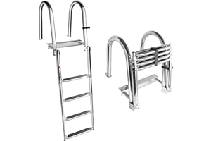 MIIR Scala da bagno per barca, in acciaio inox, a 4 livelli, con gradini antiscivolo, per panca da yacht e piscina, portata 200 kg