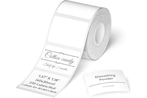 NIIMBOT Taśma termiczna do B21/B1/B3S, wodoodporna, olejoodporna i odporna na rozdarcie etykieta adresowa wysyłki, dostosowane etykiety naklejek 1,57 x 1,18 (40 x 30 mm), 230 na rolkę