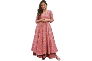 Jaanvi fashion Kurta Palazzo Damen Baumwolle Floral Printed Coord Set - Straight Kurta Palazzo Pants