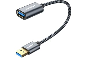 SUNGUY Przedłużacz USB 3.0 [2 sztuki 0,3 m] przedłużacz 5 Gb/s superszybki przedłużacz USB A męski na żeński A do czytnika kart, klawiatury, drukarki, skanera, aparatu