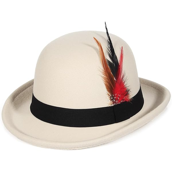 ZUMUii Damen Filzhut Vintage - Woll Melone Hut Mit Schleife Schwarz