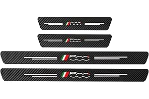 EAGLEG 4Pcs Voiture Fibre de Carbone Plinthes Autocollant, pour FI-at 500 500C 500X 500L Panda Bravo, Kick Plates Anti-Rayures Protecteur PéDale Seuil Porte,Car Style Intérieur Accessoires, 500L