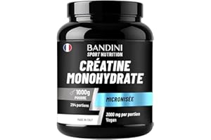 Bandini® Créatine Monohydrate Poudre 1 kg 100% Pure pour l‘Entraînement de Force | Creatine Micronisée 1kg Haut dosage Sport & Fitness | Pre Workout Puissant | 292 Portions | Micronized Vegan Powder
