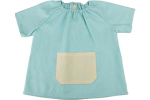 LA FÁBRICA DE INVENTOS Babi Escolar Infantil 1 a 4 Años – Babi de Manga Corta con Bolsillo y Cuello Elástico - Bata Escolar Guardería Niño/Niña – Para Escuela Infantil, Actividades y Comedor –